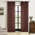 Chestnut Brown 84 Inch Pinch Semi Sheer Pleated Linen Curtains 2 Panel Set | by Twodrapes