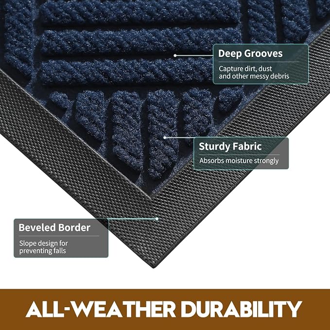 Front Door Mat, Heavy Duty Waterproof Doormat 35.5"x24", Stain Fade Resistant - Image 4