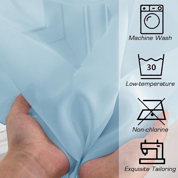 Light Blue Sheer Curtains 84 inches Long - Image 4