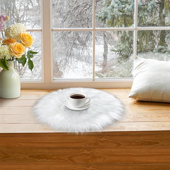 15.7 Inch Mini Small Fur Rug Round - Image 3