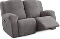 Recliner Loveseat Covers, 4-Piece Stretch Geometric Strokes Jacquard Reclining by Unknown