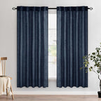 MIULEE Navy Blue Linen Curtains 52x72 Inch 2 Panels by MIULEE