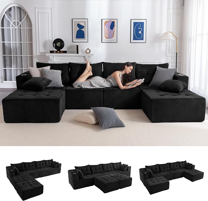 MAXYOYO 129.5" Modular Sectional Sofa Couch, U Shaped Modern Cloud Couch by MAXYOYO