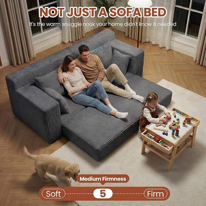 Convertible Sofa Bed, 5 in 1 Small Boneless Couch Pull Out Loveseat Sleeper Sofa - Image 7