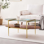 LumFurn Oval Glass Coffee Table, Mid-Century Modern Design, L41 x W21 x H17 inch - Image 3