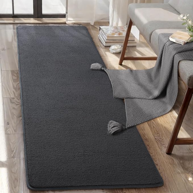 2x6 Runner Rug for Hallway, Long Runner Rugs Non Slip, Dark Grey | Soft - Image 5