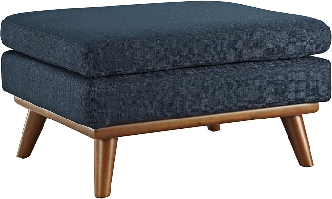 Modway Engage Mid-Century Modern Upholstered Fabric Ottoman in Azure by Modway