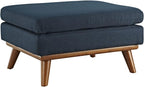 Modway Engage Mid-Century Modern Upholstered Fabric Ottoman in Azure by Modway