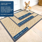 OLANLY Front Door Mat Outside 47x23, All-Season Absorbent Rubber Doormat | Beige - Image 2