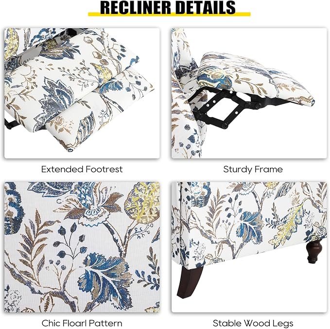 Upholstered Wingback Recliner Chair - Image 7