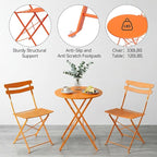 GarveeLife 3 Piece Patio Bistro Set, Folding Patio Bistro Table and Chairs Set - Image 6