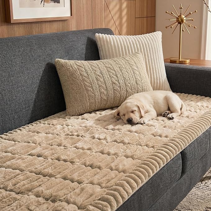 Fixwal Waterproof Flannel Dog Couch Cover, 27.6" x 70.9", Coffee | Integrated by Fixwal