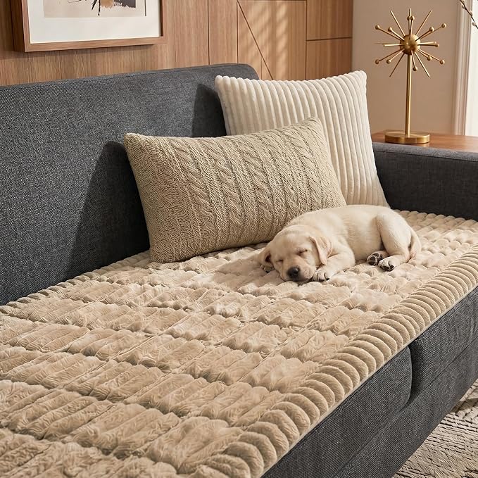 Fixwal Waterproof Flannel Dog Couch Cover, 27.6" x 82.7", Coffee | Integrated by Fixwal