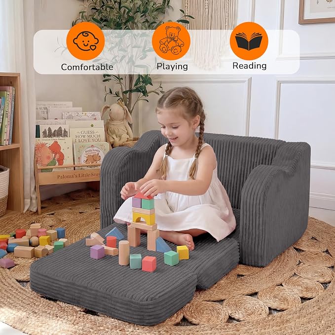 MeMoreCool Toddler Chair Comfy for 1-3 Years Old, Corduroy Kids Couch Bed Fold - Image 4