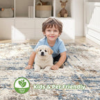 LOONGRUG 4x6 Area Rug Machine Washable Neutral Modern Rugs Blue Tan | Abstract - Image 7