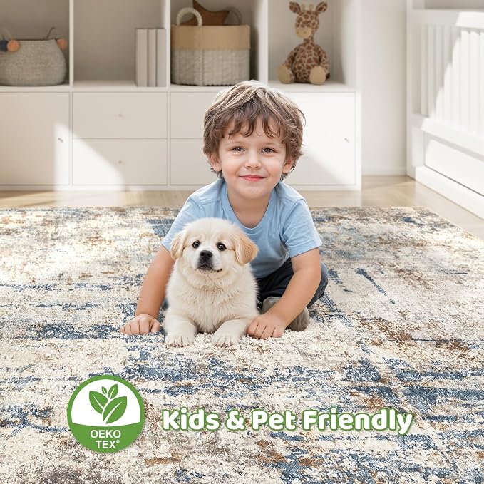 LOONGRUG 10x12 Area Rug Washable Large Neutral Modern Living Room Rug | - Image 8
