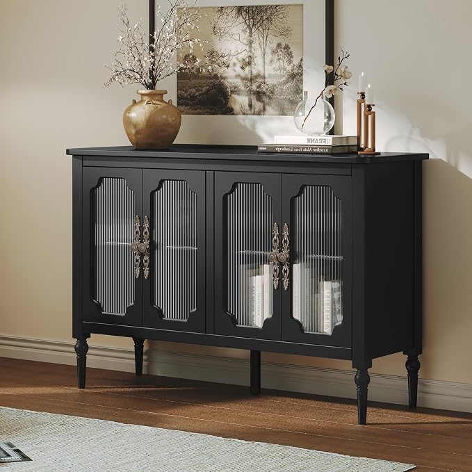 Vintage Buffet Sideboard with 4 Glass Doors, Deractive Crezada - Image 7