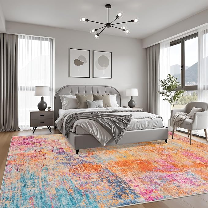 10x12 Area Rug Living Room: Modern Washable Soft Carpet Galaxy Haze | - Image 3