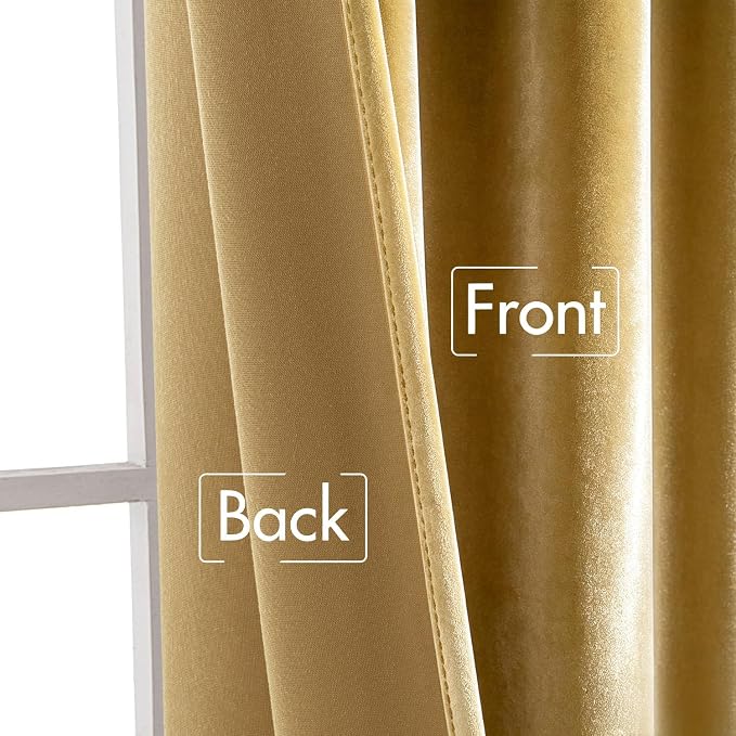 MIULEE Velvet Curtains 52x108 inches 2 Panels Gold Blackout Curtains | Luxury - Image 7