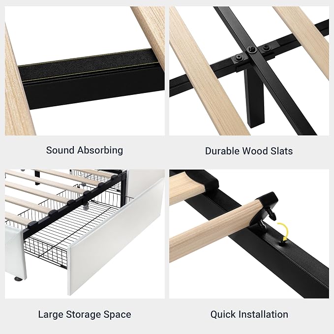 Allewie Upholstered Queen Size Platform Bed Frame - Image 8