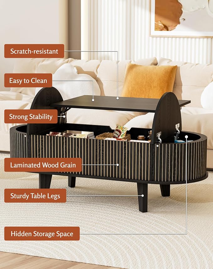 Oval Lift Top Coffee Table - Image 5