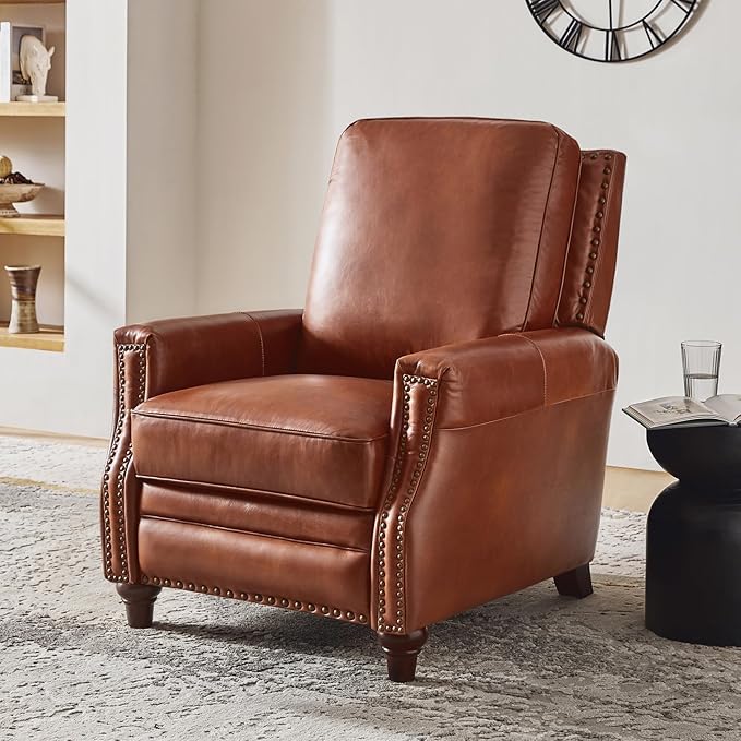 HULALA HOME Genuine Leather Manual Recliner Chair by HULALAHOME