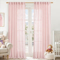 Pink Linen Curtains for Living Room 96 Inch, Light Filtering Panels | Semi Sheer by LAMIT