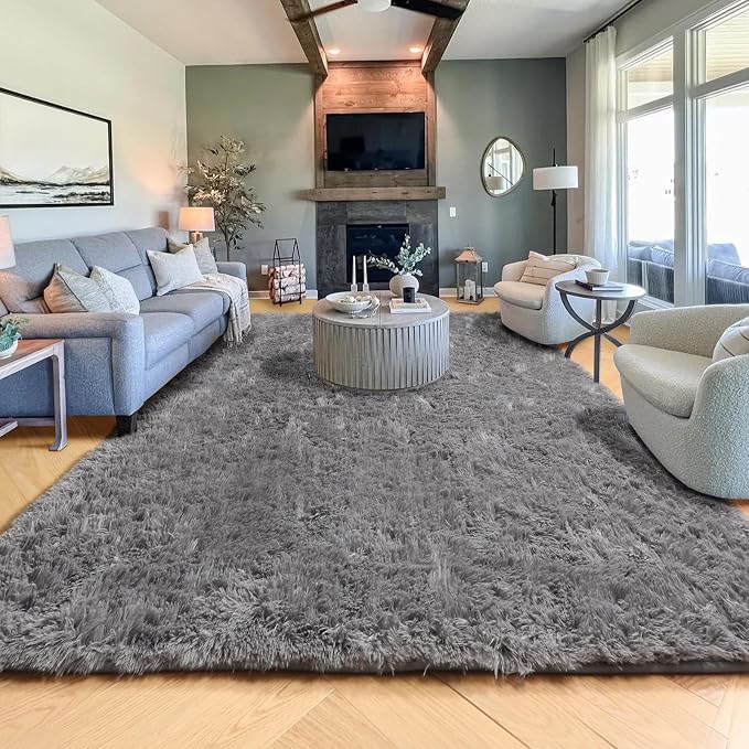 8x10 Living Room Rug Grey, Soft Large Rugs - Image 9