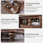 T4TREAM 24'' Farmhouse End Table w/4 Solid Wood Feet, Large 2 Drawers Wide Sofa - Image 4