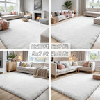 5x7 Fluffy Shag Area Rugs for Living Room Bedroom: Soft Plush Carpet White | - Image 7