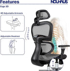 Nouhaus Ergo3D Ergonomic Office Chair Lumbar Support Mesh Office Chair - Image 9