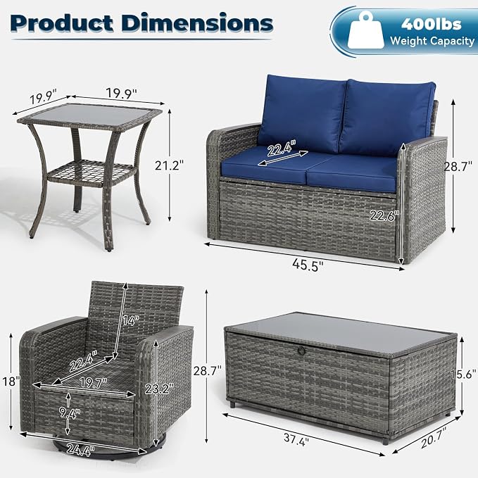 5 Pieces Outdoor Furniture Set - Image 2
