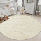 Round Area Rug Living Room: 8 ft Modern Washable Carpet Taupe | - Image 5