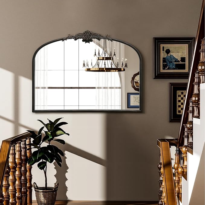 Besdomus Vintage Arched Black Mirror: 32"x24" French Large Black Vintage Wall - Image 5