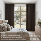 90 Inch Dark Chocolate Linen Pinch Pleat Memory Shaped Semi Sheer Curtains | - Image 6