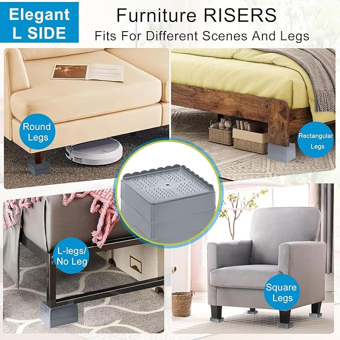 Bed Risers 1 inch, 2 inch, 3 inch, 4 inch Heavy Duty, Adjustable Furniture Riser - Image 3