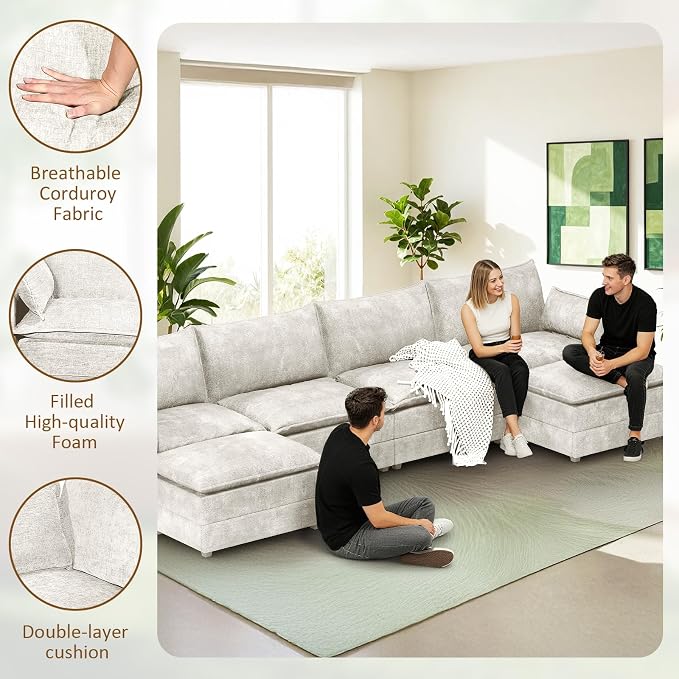 LEVELEVE 147" U-Shape Modular Sofa - Image 5