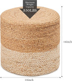 Wimarsbon Ottoman Pouf, Natural Braided Jute Poof, Rustic Handweave Lounge - Image 3