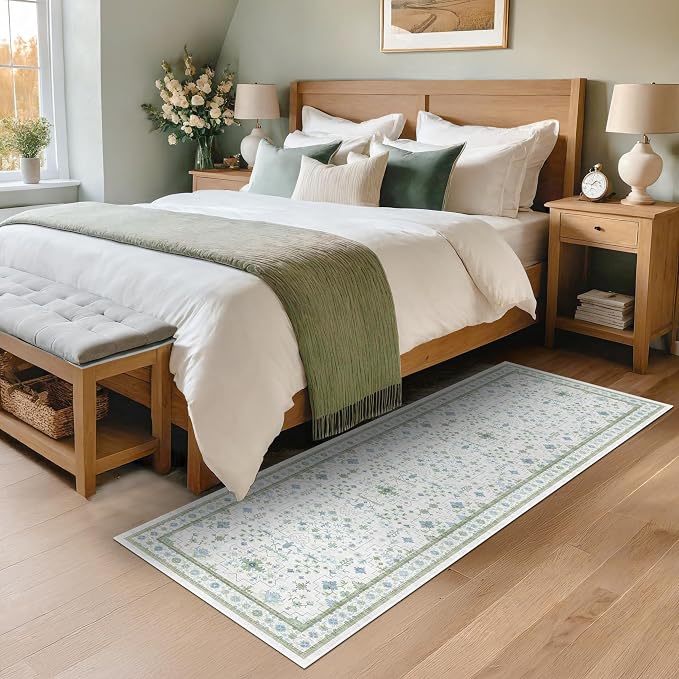Washable Oushak Bathroom Runner Rug 2x5 - Image 6