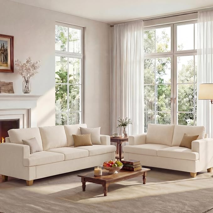 Apicizon Loveseat & 3 Seater Sofa Sets, 2 Piece Deep Seat Sleeper Sofa by APICIZON