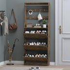BORNOON Shoe Cabinet with 3 Flip Drawers & Coat Rack, Narrow Hidden Shoe - Image 7