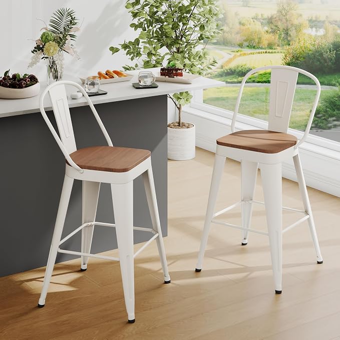 Andeworld Metal Bar Stools Set of 2, 24 inch Counter Height Barstools - Image 3