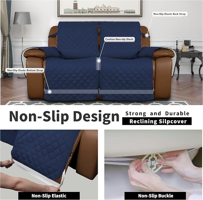 Easy-Going Oversized Loveseat Recliner Cover, Reversible Couch Cover - Image 4