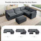 ROWHY 113'' Modular Sectional Cloud Corner Couch, 5 Seater L Shape Sofa Big - Image 6