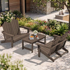 SERWALL 3 Pieces Patio Adirondack Bench Set, 2 Folding Adirondack Bench & 1 by SERWALL