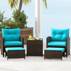 Tangkula 5 Pieces Patio Conversation Set, PE Wicker Outdoor Furniture Set - Image 3
