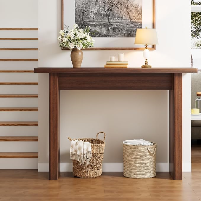 AVZEAR Mid Century Narrow Entryway Console Table, 43.3" Fluted Wood Couch Table - Image 7