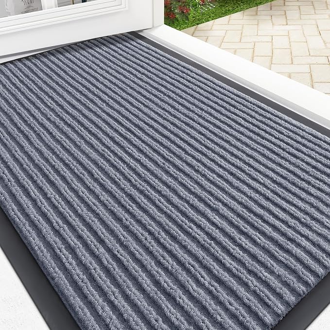 OLANLY Front Door Mat 35x23, Waterproof Heavy-Duty Indoor Outdoor Doormat | Ash by OLANLY