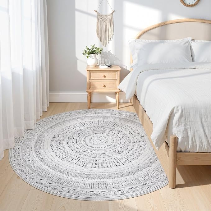 cotiled 6x6 Round Rug 6ft Circle Living Room Boho Area Rugs | Washable Foldable - Image 2