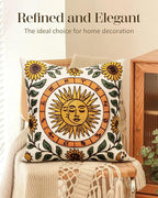 Embroidered Throw Pillow Cover 18x18 Inch, Sunflower Moon | Decorative Pillow - Image 5